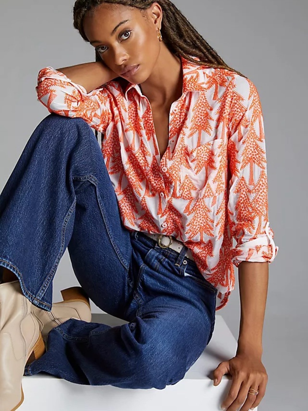 Maeve by Anthropologie Embroidered Button Down Shirt
